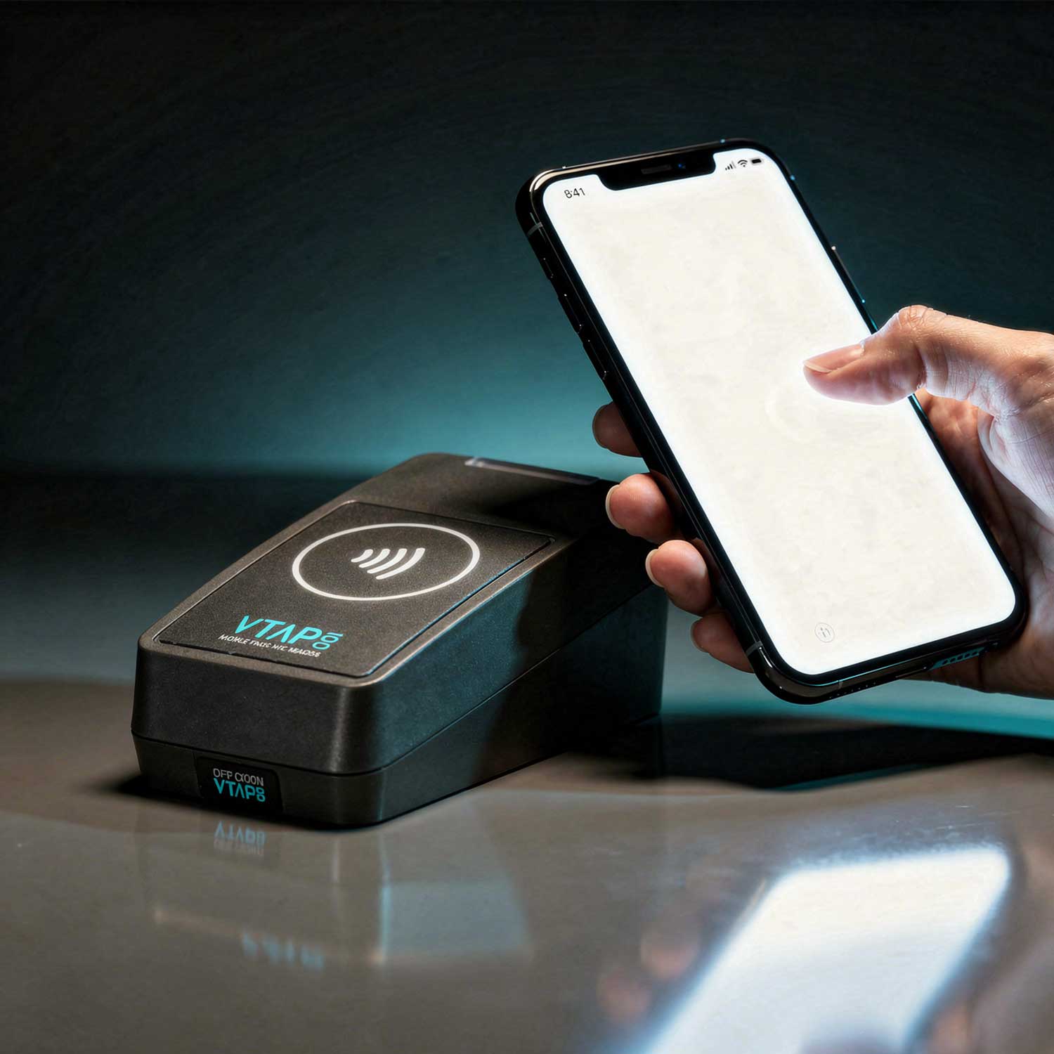 Desktop NFC reader verifying a wallet pass held on a phone