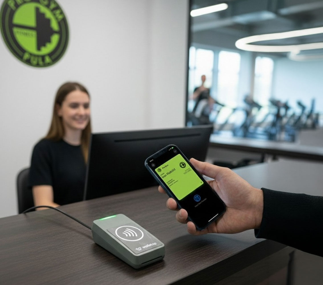 VTAP NFC reader at Pro-Gym reception