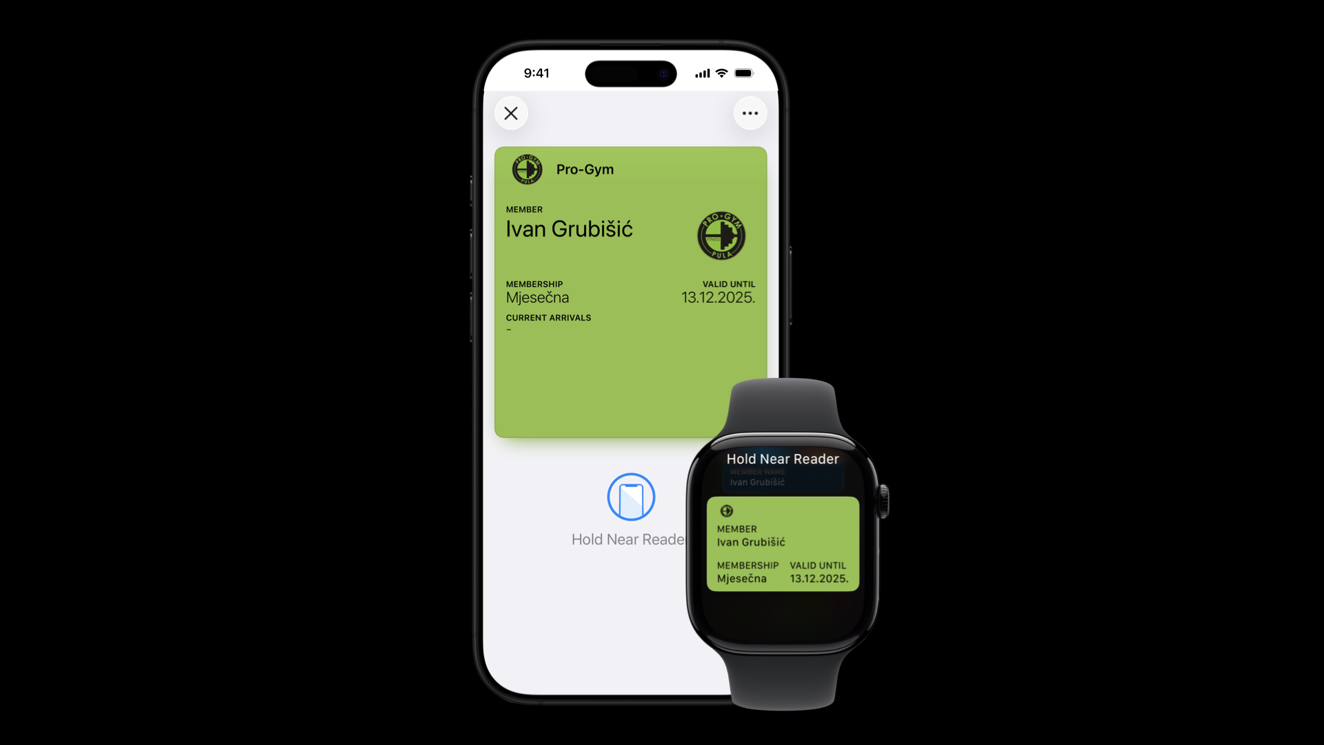 Pro-Gym Apple Wallet pass on iPhone and Apple Watch